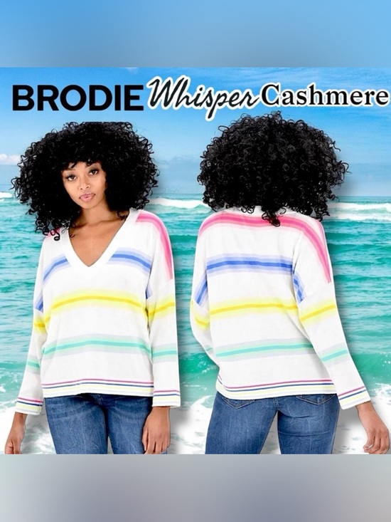 Brodie Cashmere Sweaters - NWOT 🌸 Vibrant Whisper Cashmere by Brodie, V-Neck, Florescent and Pastel Colors